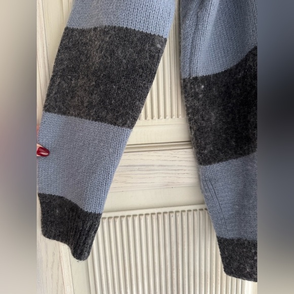 Madewell Women’s Wool Blend Blue and Black Rugby Striped Sweater, Large - Picture 6 of 16